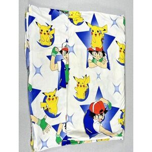 Vintage Pokemon Twin Size Flat Sheet Ash Pikachu 1999 Nintendo Franco Nice!